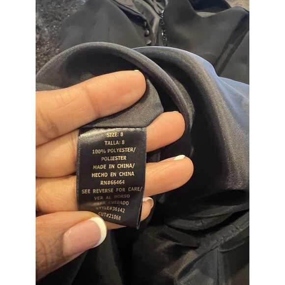 Studio I Womens Dress 8 Black Sleeveless Beaded Neck Back Zip Faux Button Back - Picture 9 of 9